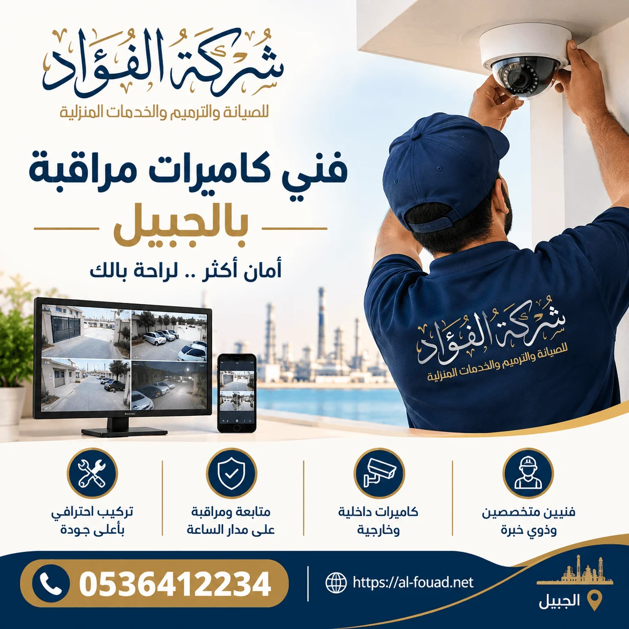 فني كاميرات مراقبة بالجبيل يوفر تركيب الكاميرات او صيانة كاميرات المراقبة خدمة سريعة بافضل سعر